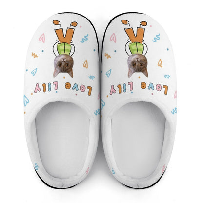 WEPRINTMESlippersCustom Pet Face Cute Pet Cartoon Cotton Slippers