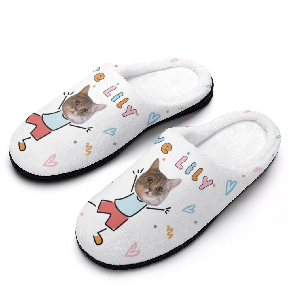 WEPRINTMESlippersCustom Pet Face Cute Pet Cartoon Cotton Slippers