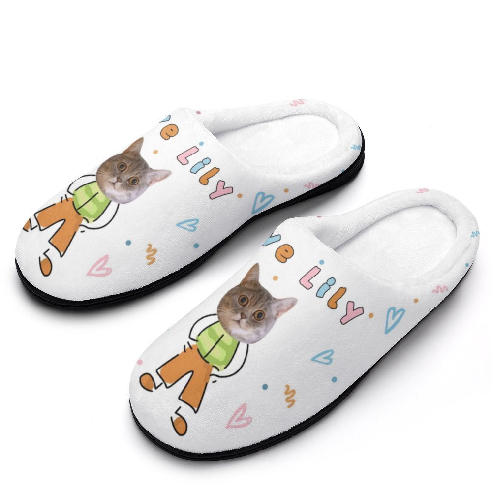 WEPRINTMESlippersCustom Pet Face Cute Pet Cartoon Cotton Slippers