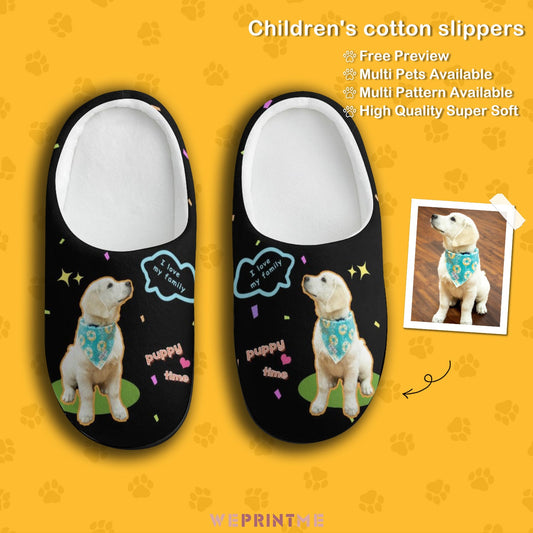 WEPRINTMESlippersCustom Pet Face Love Family Kids Cotton Slippers