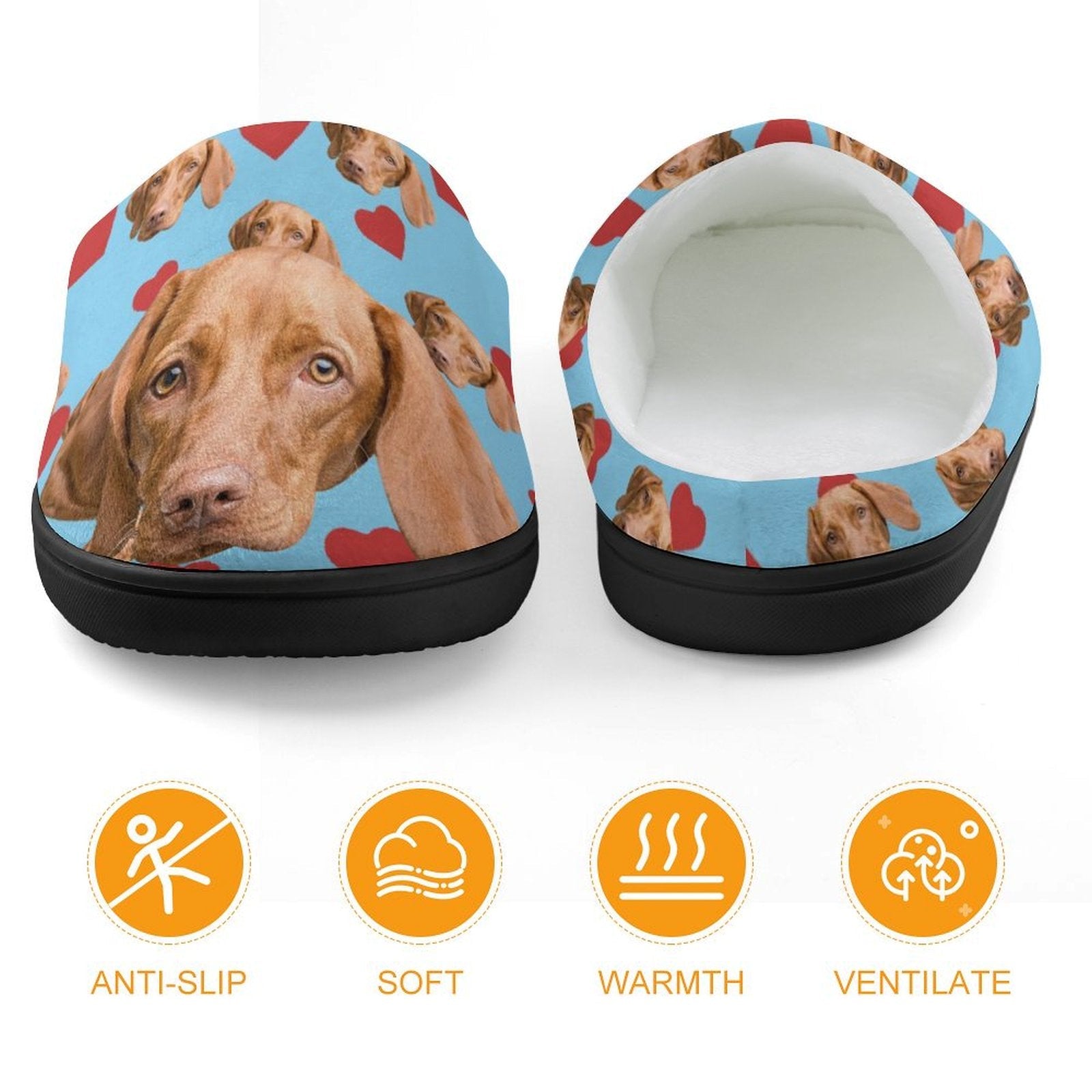 WEPRINTMESlippersCustom Pet Face Love Heart Kids Cotton Slippers