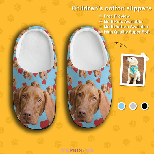 WEPRINTMESlippersCustom Pet Face Love Heart Kids Cotton Slippers