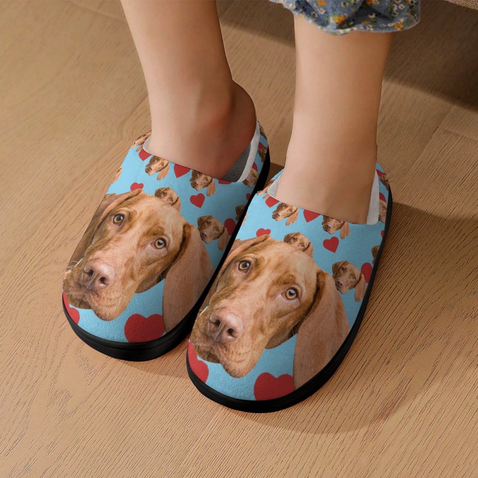 WEPRINTMESlippersCustom Pet Face Love Heart Kids Cotton Slippers