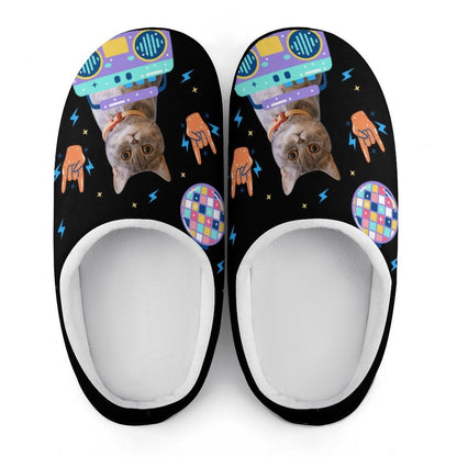 WEPRINTMESlippersCustom Pet Face Space Rock Cotton Slippers