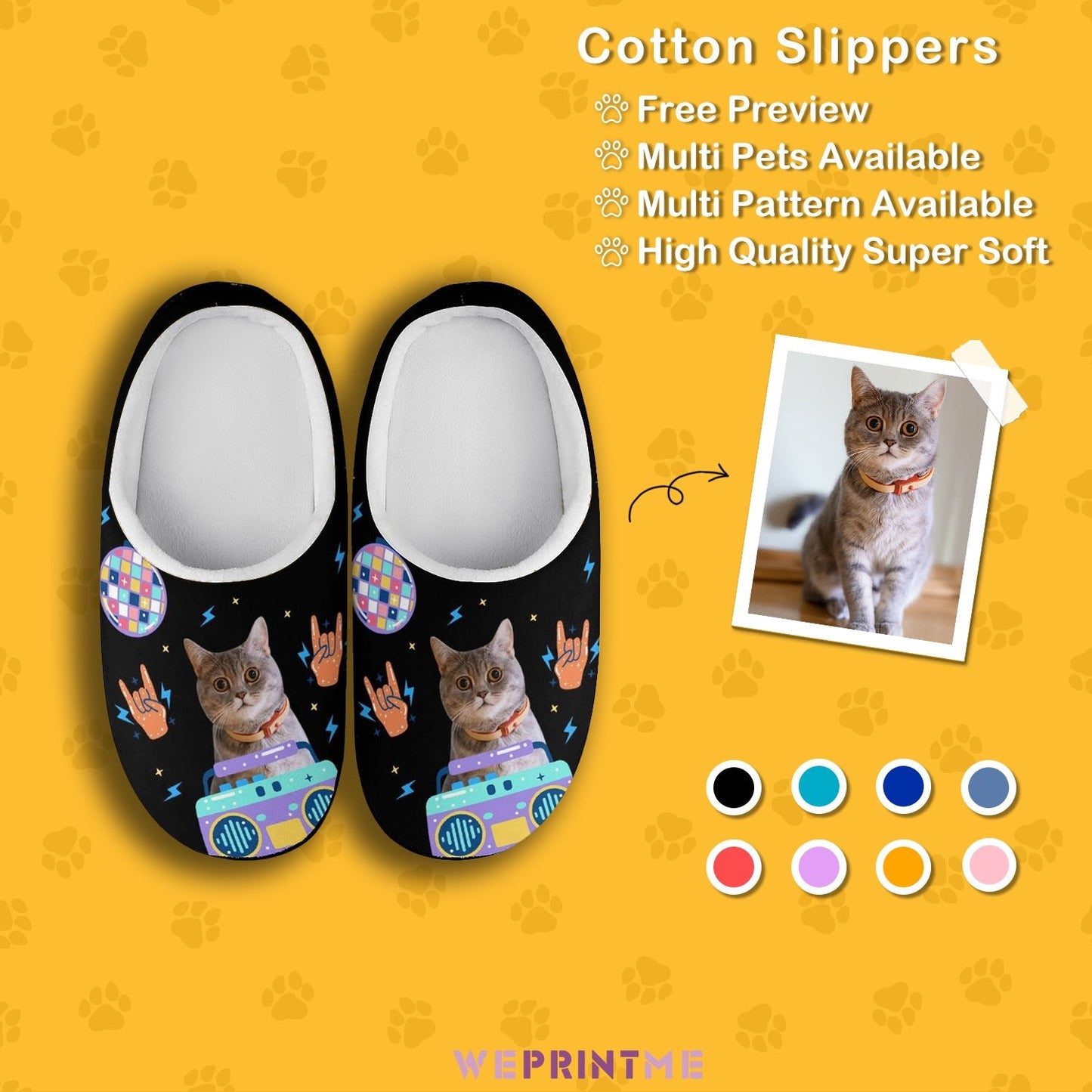 WEPRINTMESlippersCustom Pet Face Space Rock Cotton Slippers