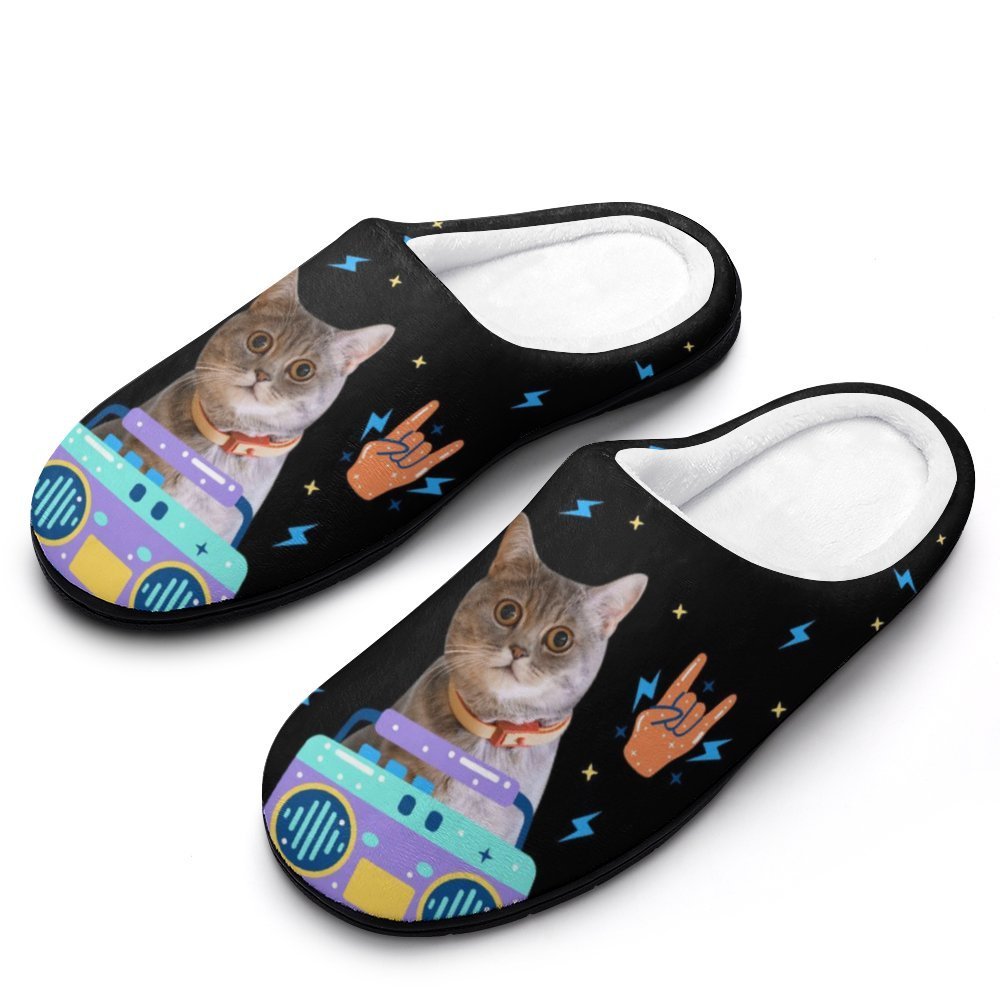 WEPRINTMESlippersCustom Pet Face Space Rock Cotton Slippers