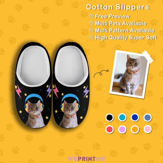 WEPRINTMESlippersCustom Pet Face Space Rock Cotton Slippers
