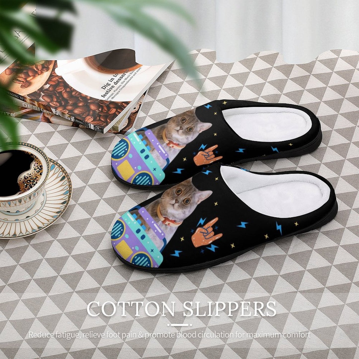 WEPRINTMESlippersCustom Pet Face Space Rock Cotton Slippers