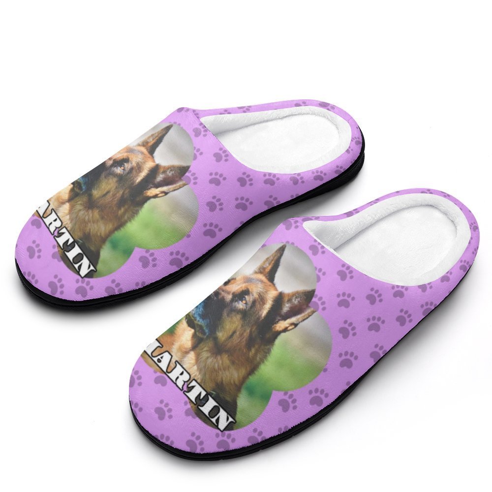 WEPRINTMESlippersCustom Pet Photo and Name Paws Cotton Slippers