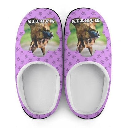 WEPRINTMESlippersCustom Pet Photo and Name Paws Cotton Slippers