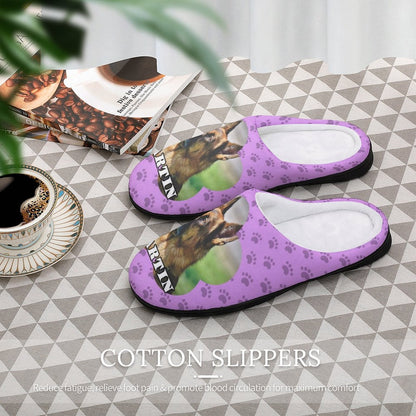 WEPRINTMESlippersCustom Pet Photo and Name Paws Cotton Slippers