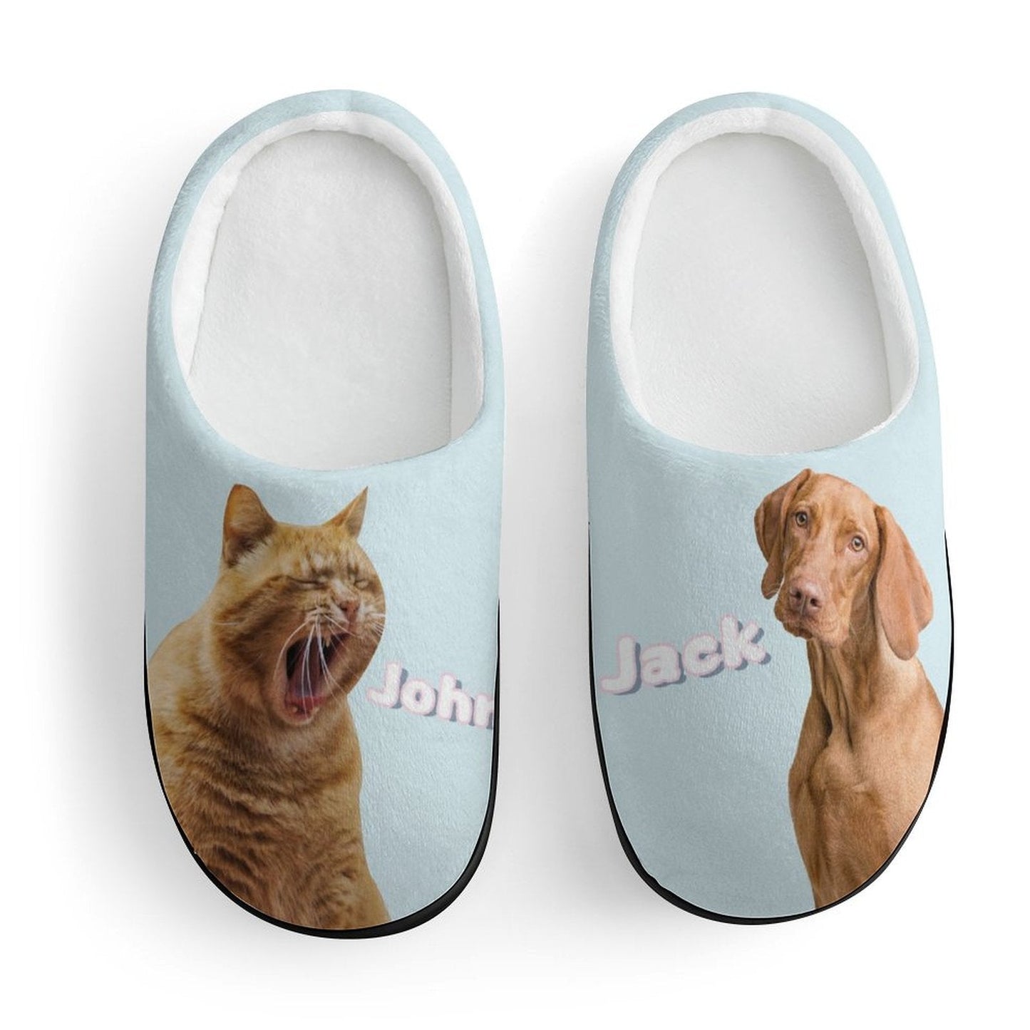 WEPRINTMESlippersCustom Pet Photo Two Pets Kids Cotton Slippers