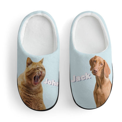 WEPRINTMESlippersCustom Pet Photo Two Pets Kids Cotton Slippers