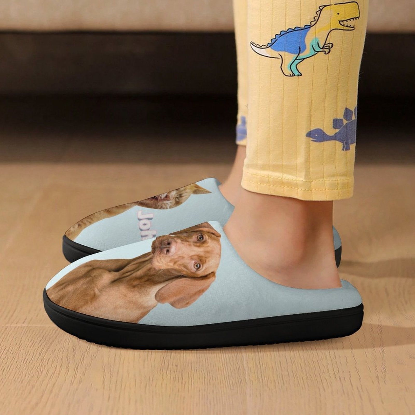 WEPRINTMESlippersCustom Pet Photo Two Pets Kids Cotton Slippers