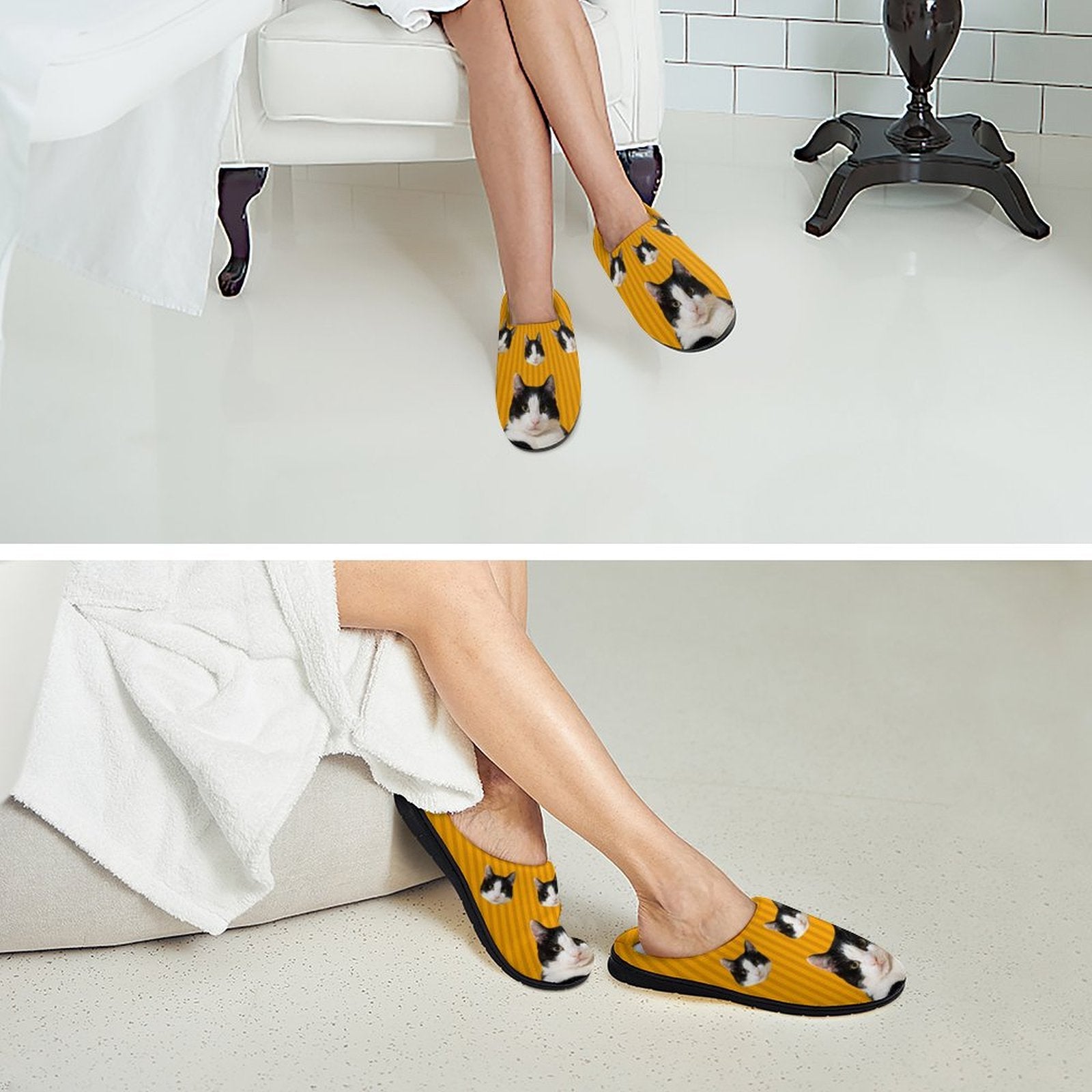 WEPRINTMESlippersCustom Pet Stripe Cotton Slippers