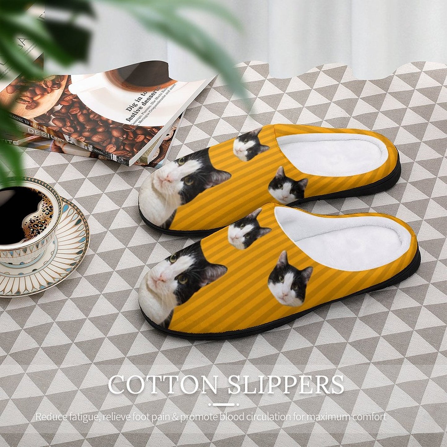 WEPRINTMESlippersCustom Pet Stripe Cotton Slippers