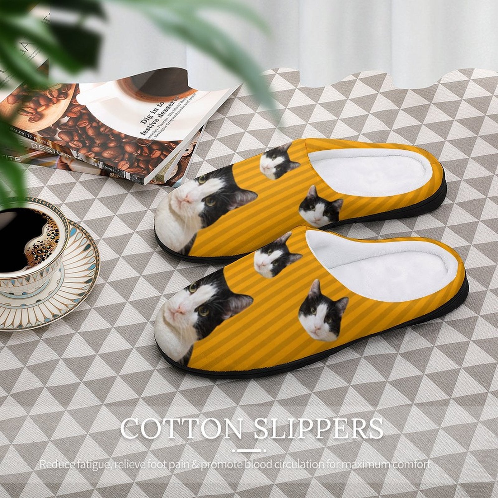 WEPRINTMESlippersCustom Pet Stripe Cotton Slippers