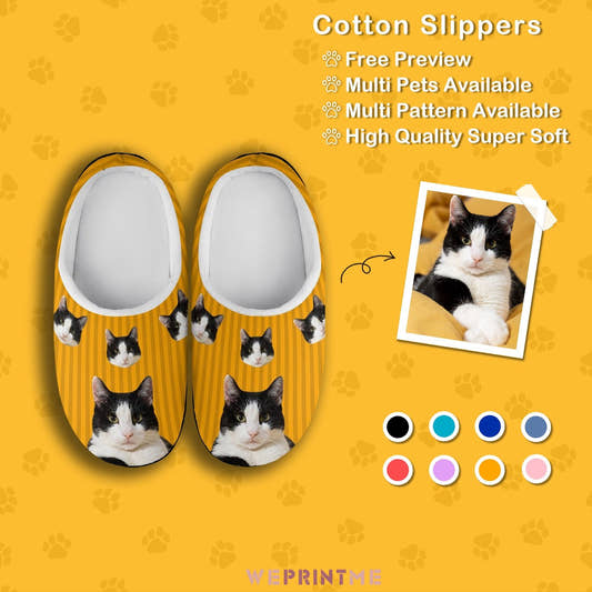 WePrintMeSlippersCustom Pet Stripe Cotton Slippers