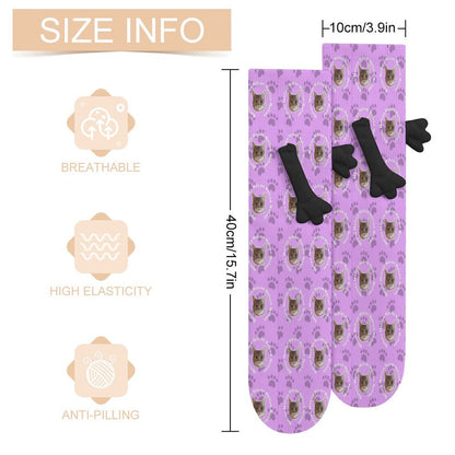 WEPRINTMESocksCustom Pet Face and Circle Name Holding Hands Socks