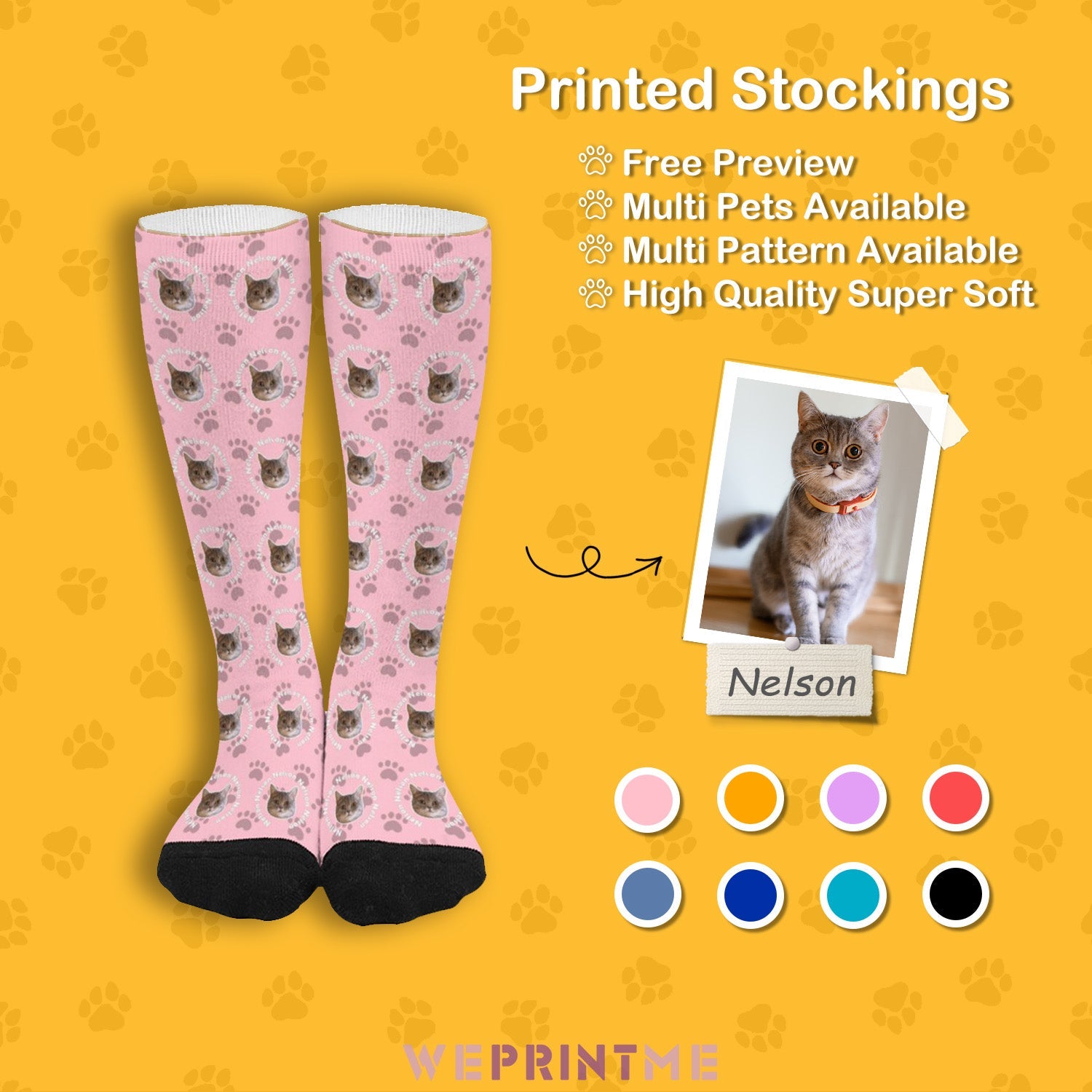 WEPRINTMESocksCustom Pet Face and Circle Name Socks