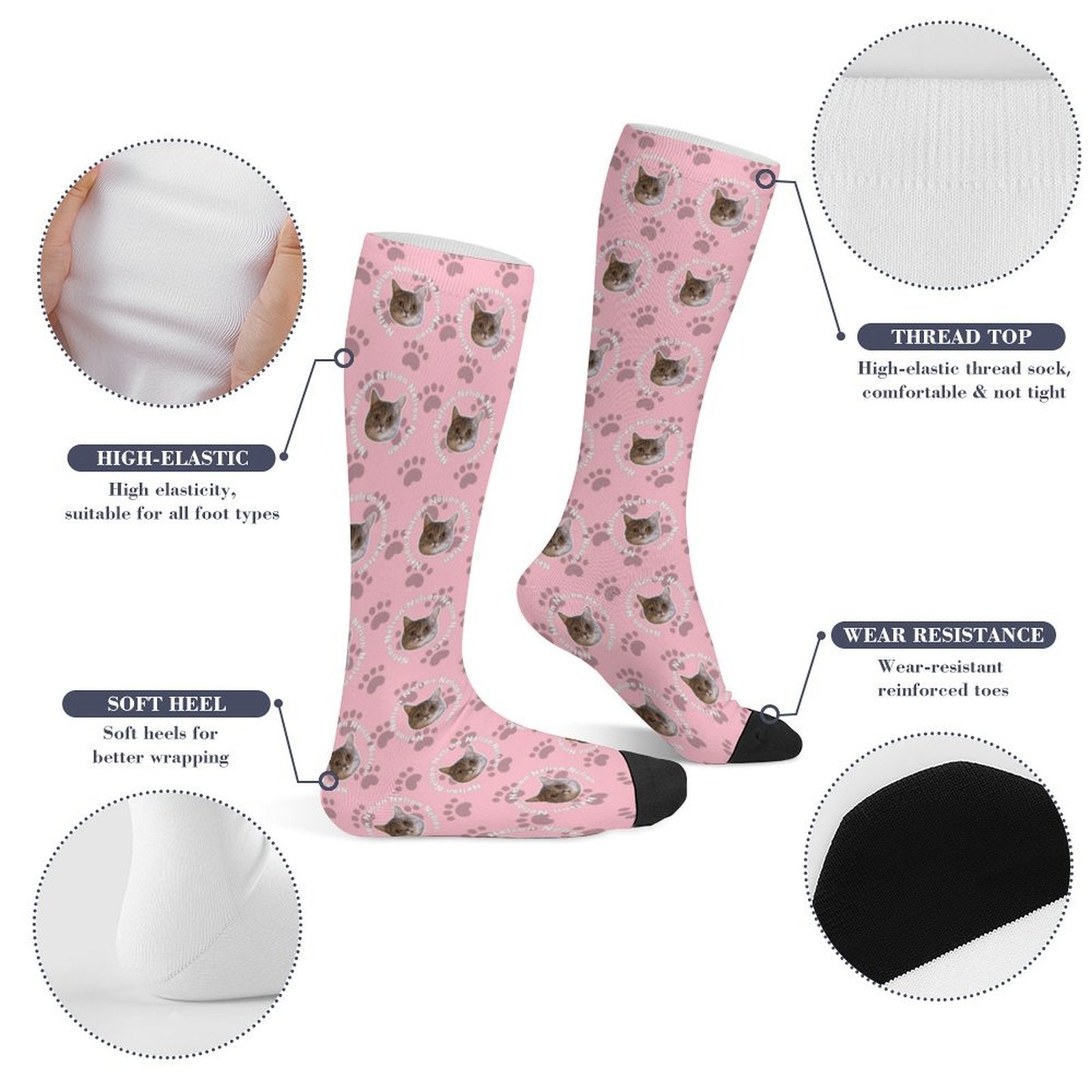 WEPRINTMESocksCustom Pet Face and Circle Name Socks