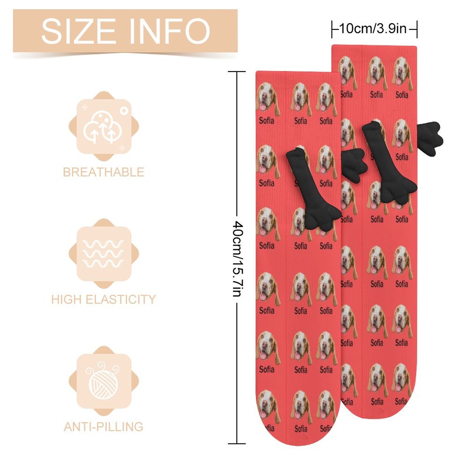 WEPRINTMESocksCustom Pet Face and Name Holding Hands Socks