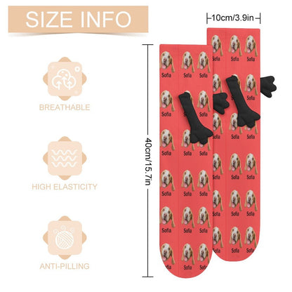 WEPRINTMESocksCustom Pet Face and Name Holding Hands Socks