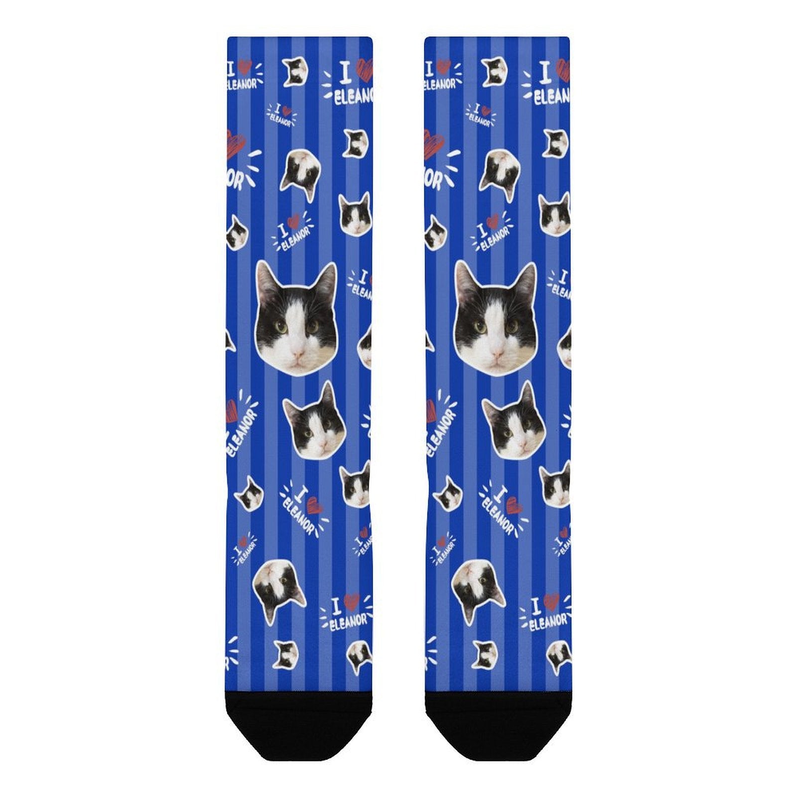 WEPRINTMESocksCustom Pet Face and Name Stripe Socks