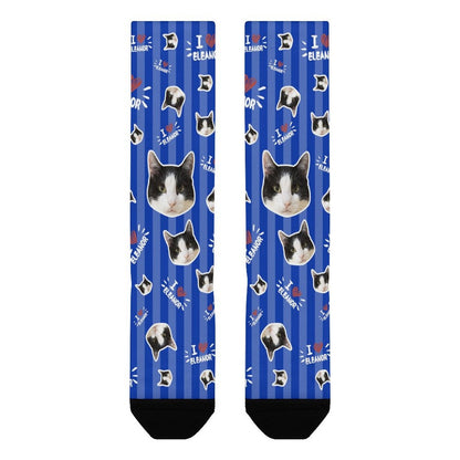 WEPRINTMESocksCustom Pet Face and Name Stripe Socks