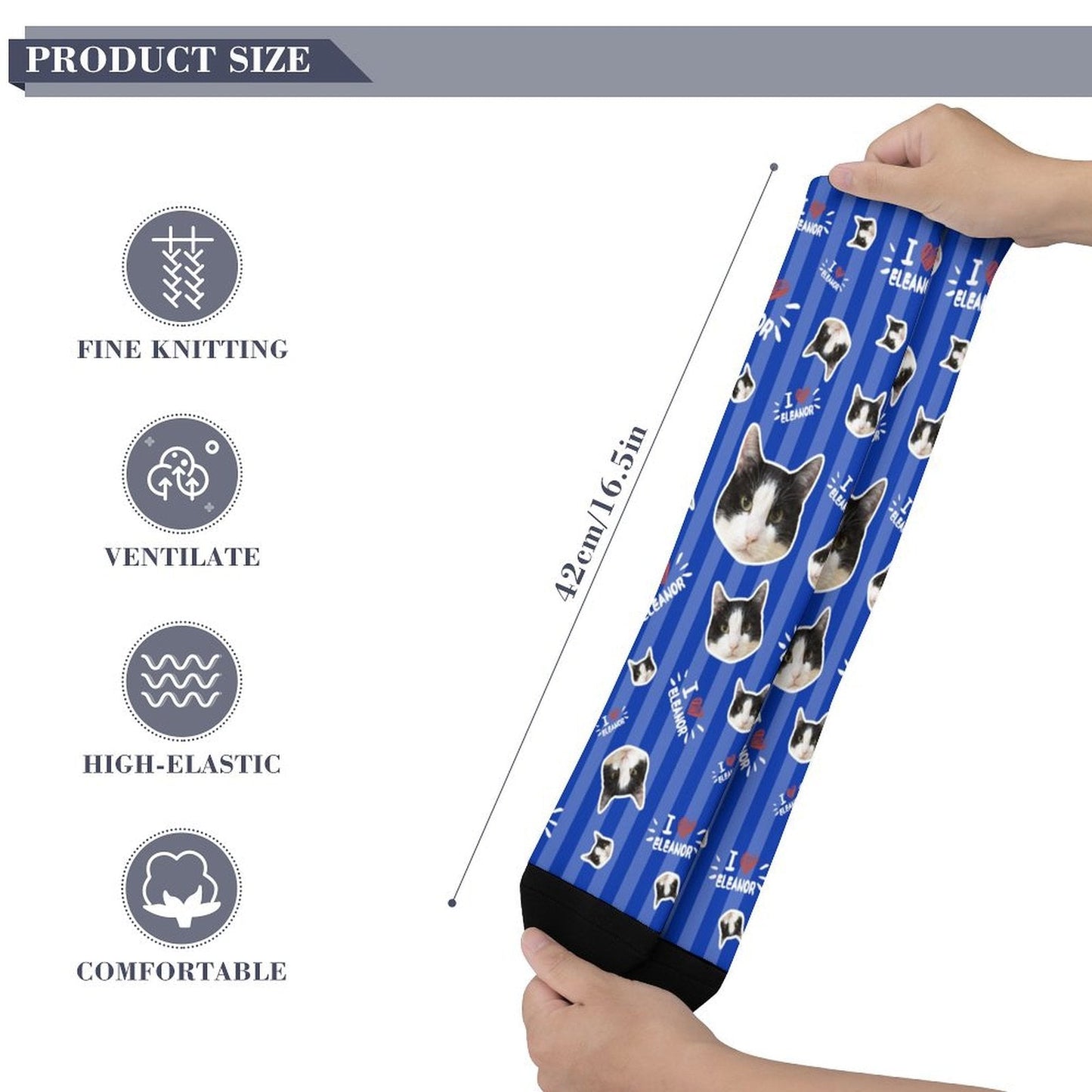 WEPRINTMESocksCustom Pet Face and Name Stripe Socks