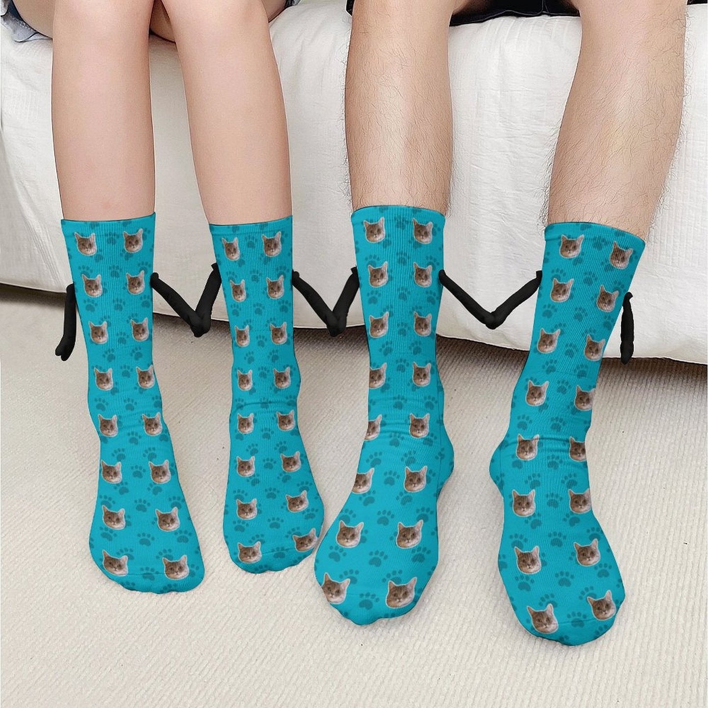 WEPRINTMESocksCustom Pet Face Holding Hands Socks