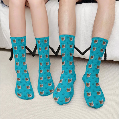WEPRINTMESocksCustom Pet Face Holding Hands Socks