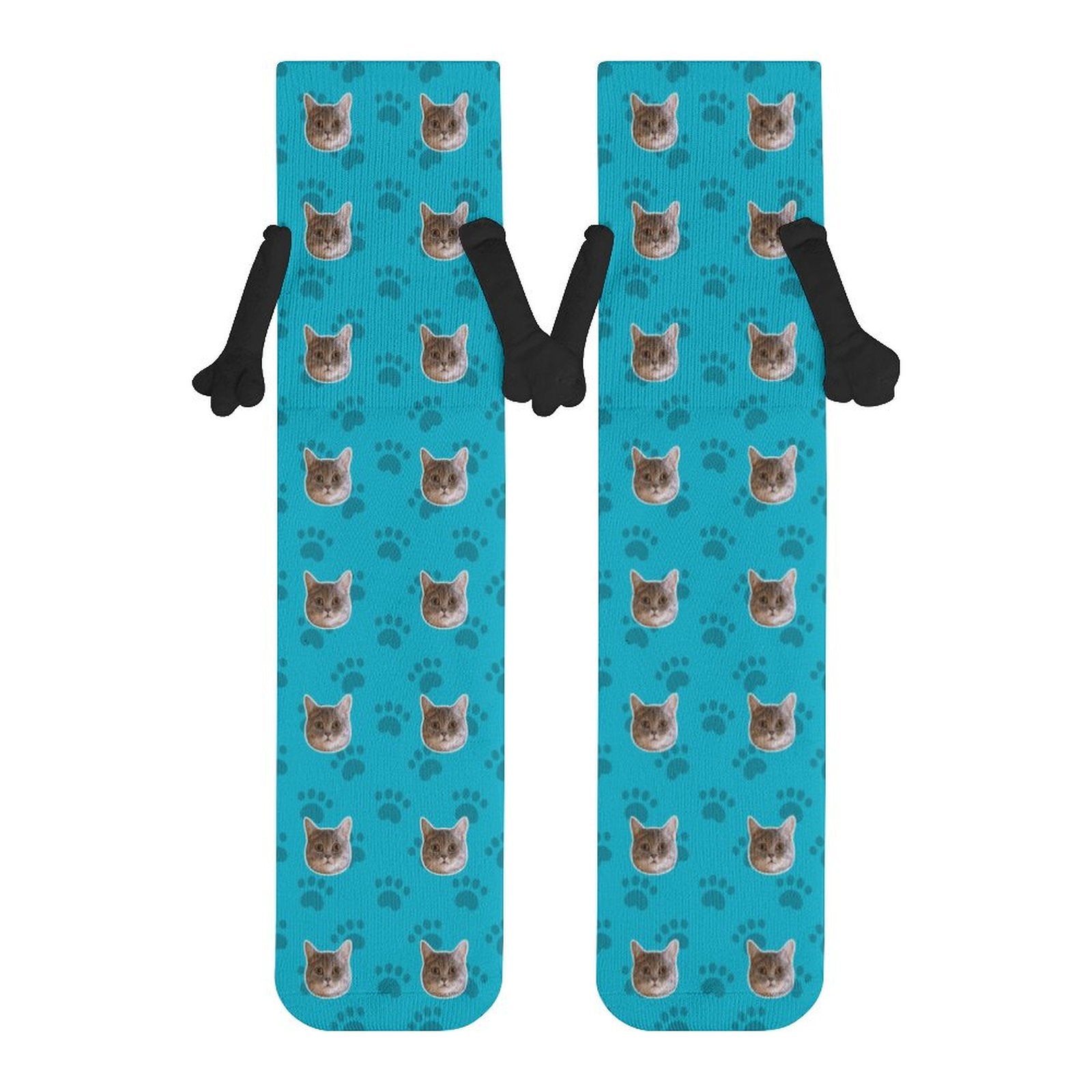 WEPRINTMESocksCustom Pet Face Holding Hands Socks