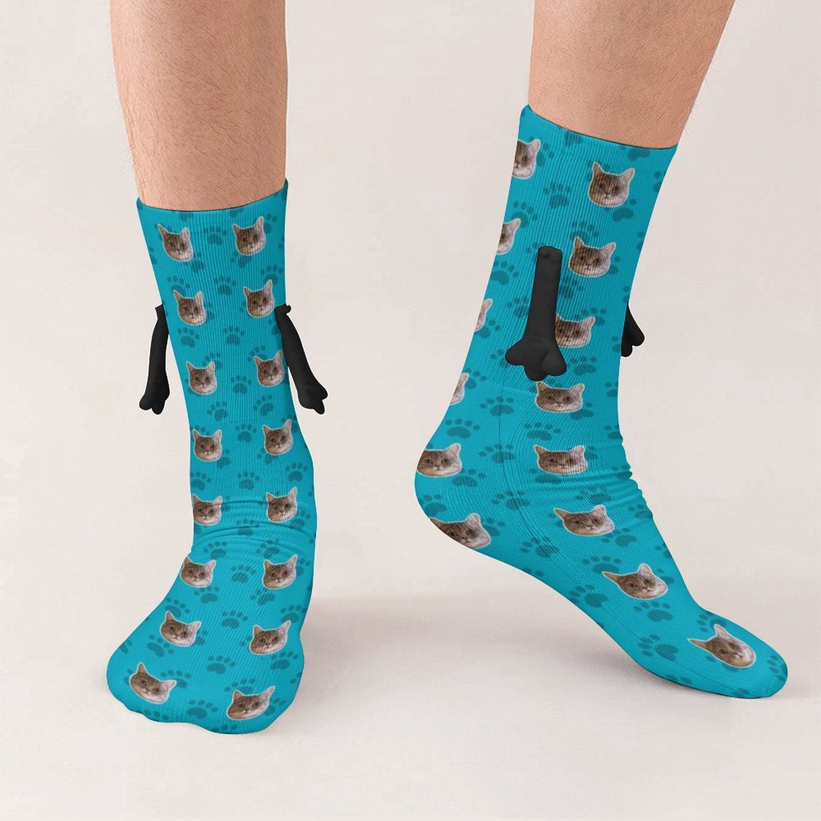 WEPRINTMESocksCustom Pet Face Holding Hands Socks