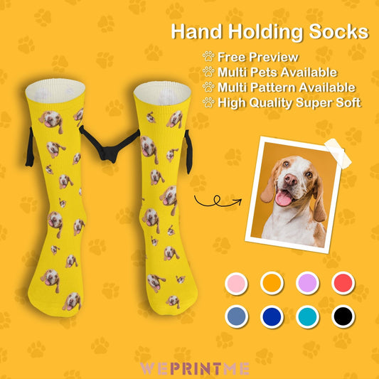 WEPRINTMESocksCustom Pet Face Pet Everywhere Holding Hands Socks