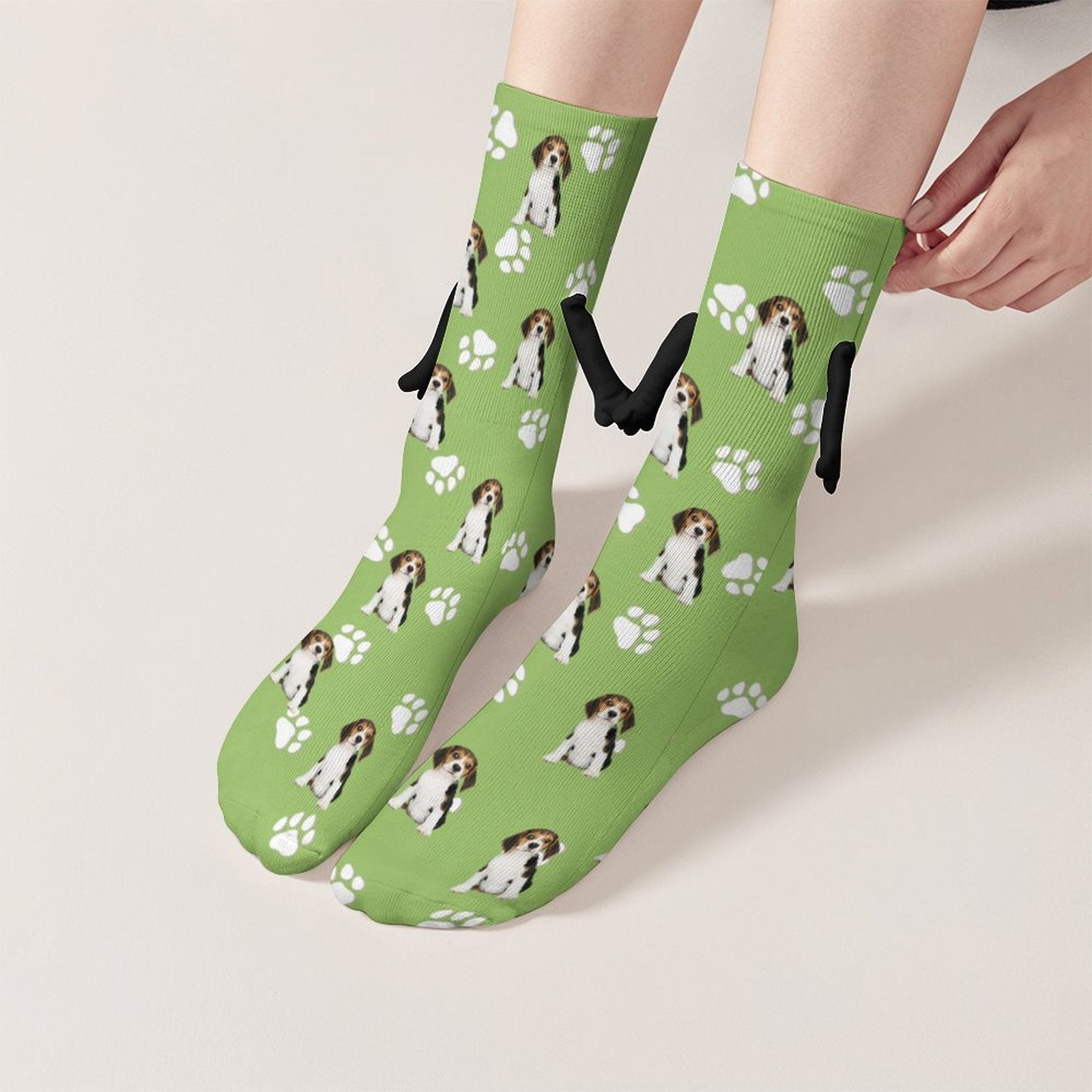 WEPRINTMESocksCustom Pet Face Pet Paws Holding Hands Socks
