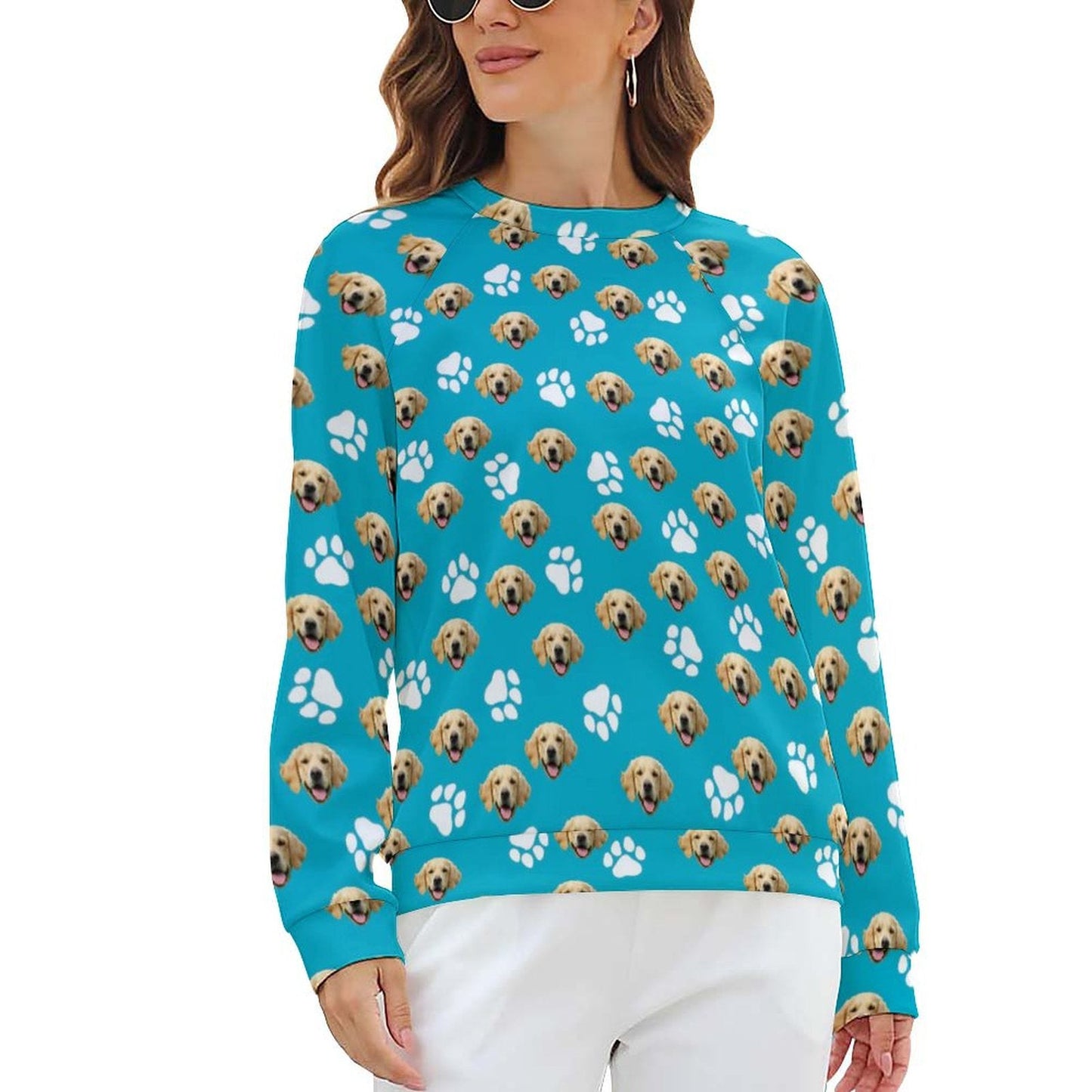 WEPRINTMESweaterCustom Pet Face Women's Sweater