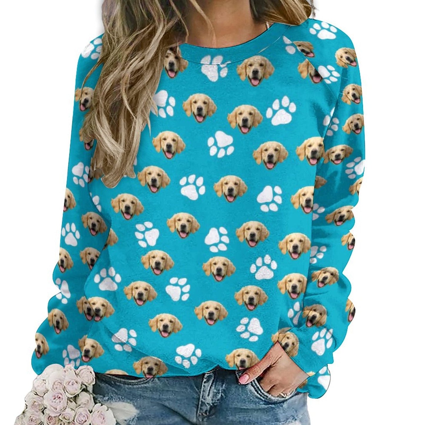 WEPRINTMESweaterCustom Pet Face Women's Sweater