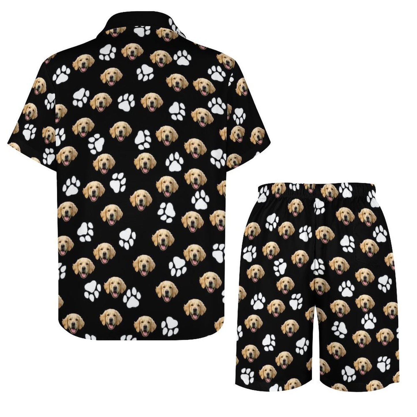 WEPRINTMET-ShirtCustom Pet Face Men's Short Sleeve Shirt Set