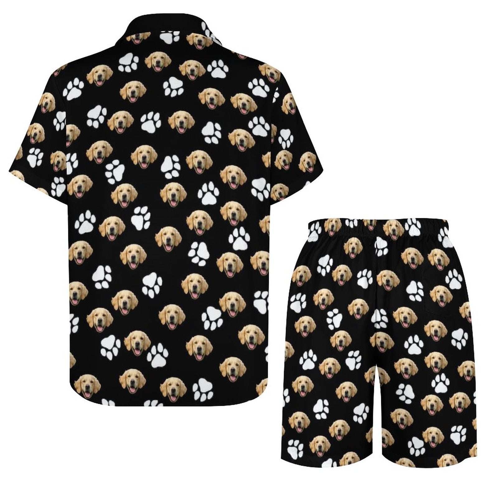 WEPRINTMET-ShirtCustom Pet Face Men's Short Sleeve Shirt Set