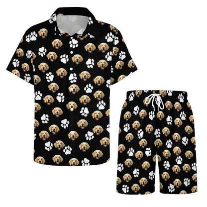WEPRINTMET-ShirtCustom Pet Face Men's Short Sleeve Shirt Set