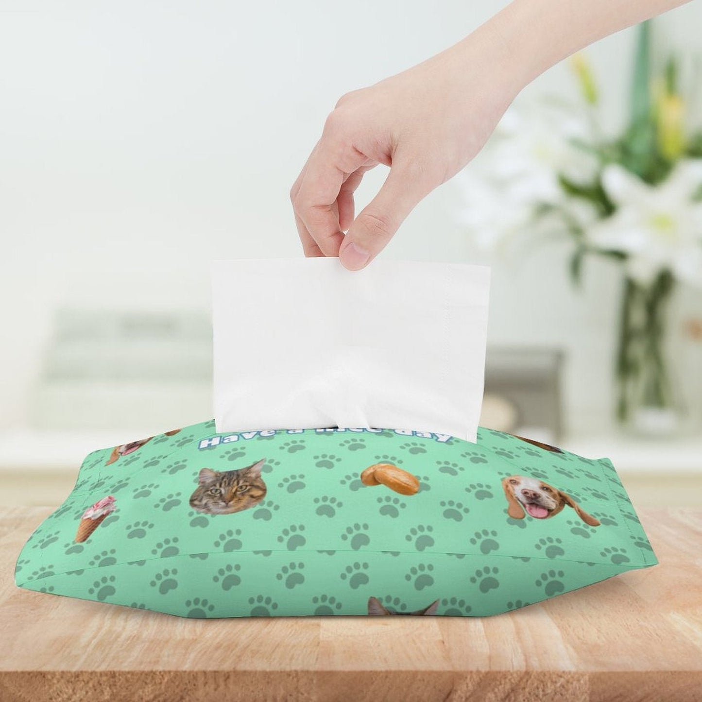 WEPRINTMETissue BoxCustom Pet Face Pet Paws Tissue Box