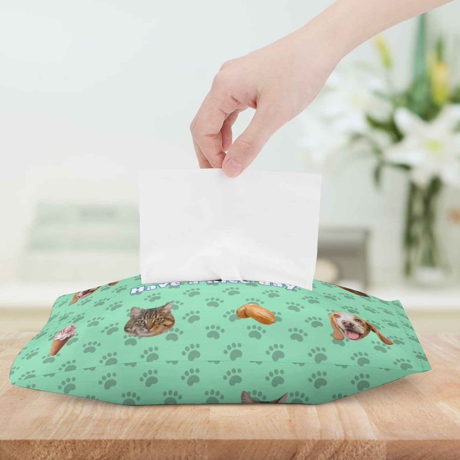 WEPRINTMETissue BoxCustom Pet Face Pet Paws Tissue Box