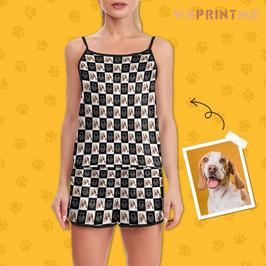 WePrintMeWomen Camisole PajamasPersonalized Pet Pajamas Black And White Women's Camisole