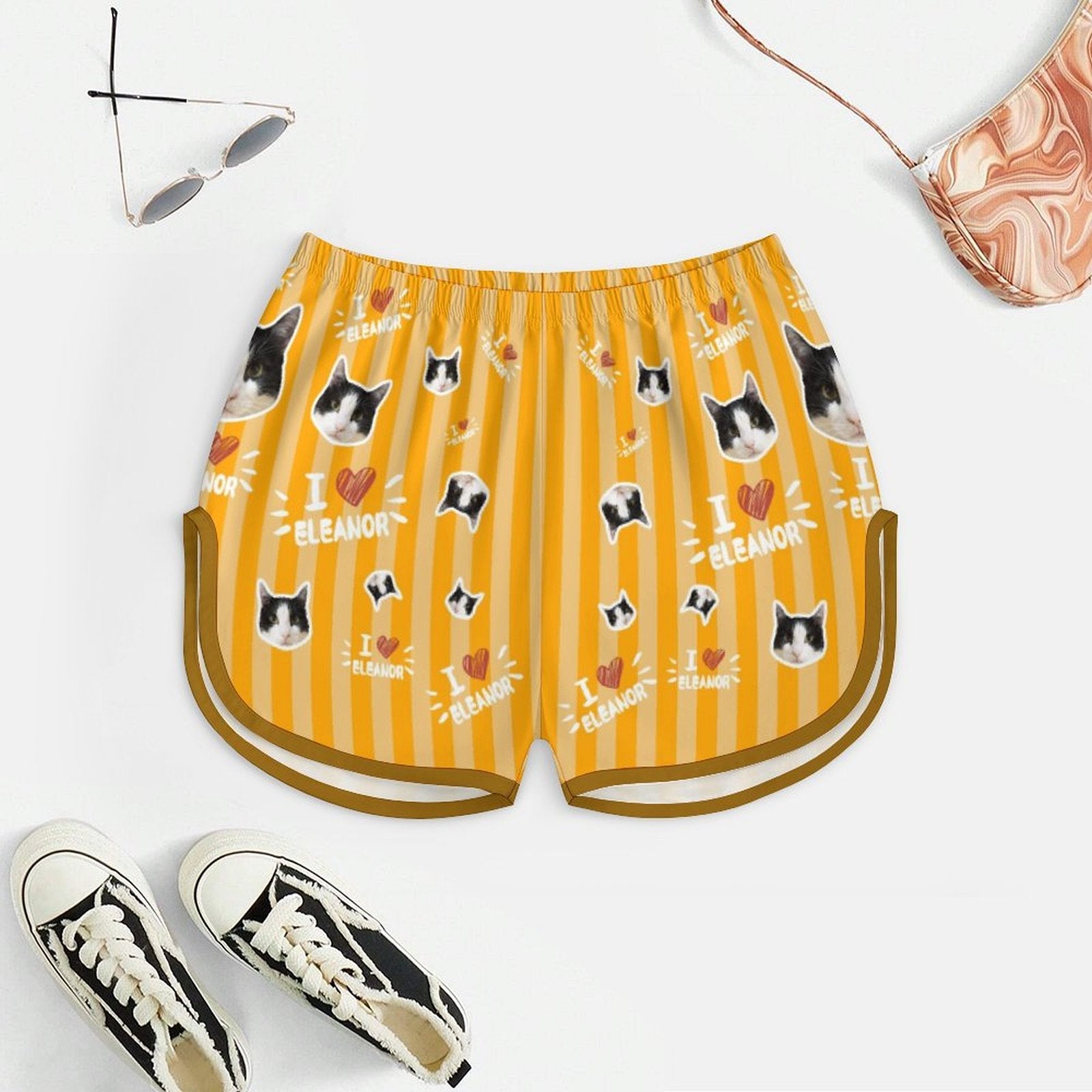 WEPRINTMEWomen Cami PajamasCustom Pet Face and Name Stripe Women's Satin Suspender Pajama Set