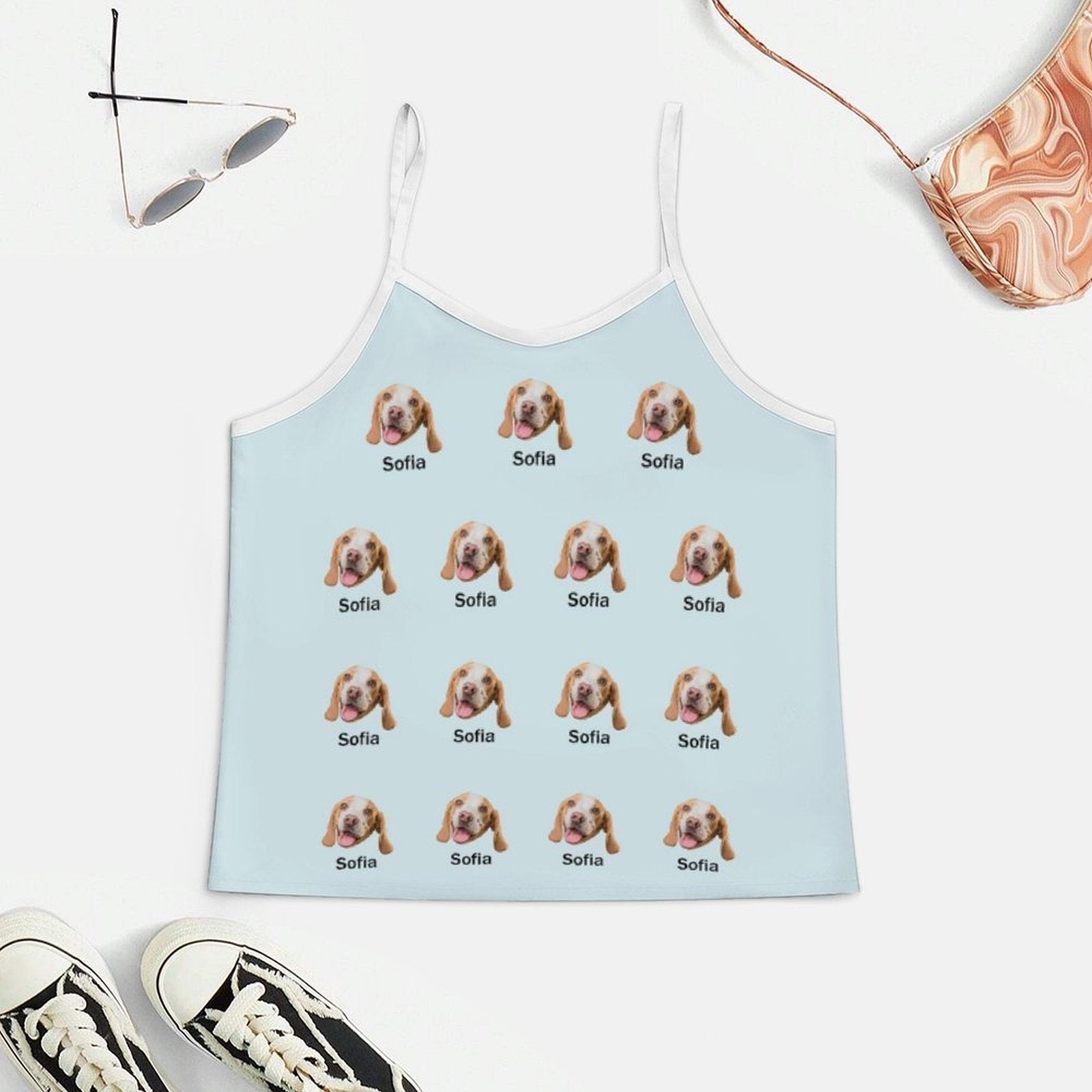 WEPRINTMEWomen Cami PajamasCustom Pet Face and Name Women's Satin Suspender Pajama Set