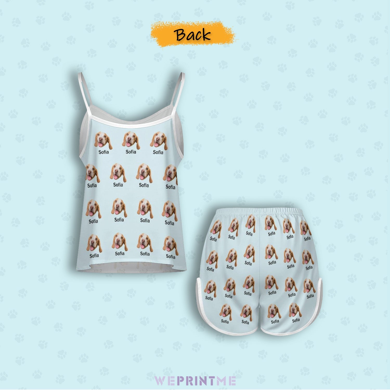 WEPRINTMEWomen Cami PajamasCustom Pet Face and Name Women's Satin Suspender Pajama Set