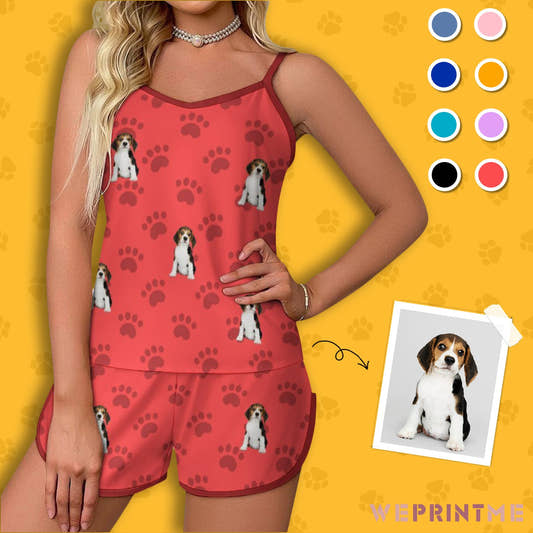 WePrintMeWomen Cami PajamasCustom Pet Lovely Women's Satin Suspender Pajama Set