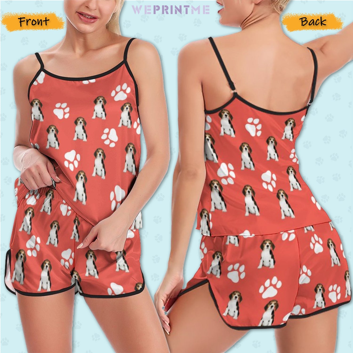 WEPRINTMEWomen Cami PajamasPersonalized Pet Pajamas Lovely Pet and Paws Women's Cami Pajama Set