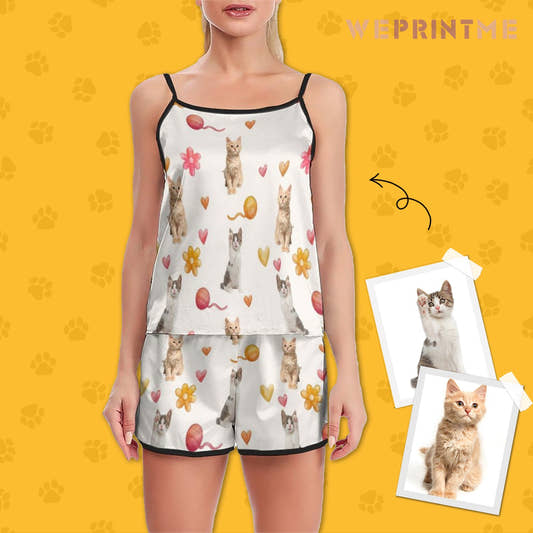 WePrintMeWomen Cami PajamasPersonalized Pet Pajamas Play With Wool Ball Women's Cami Pajama Set